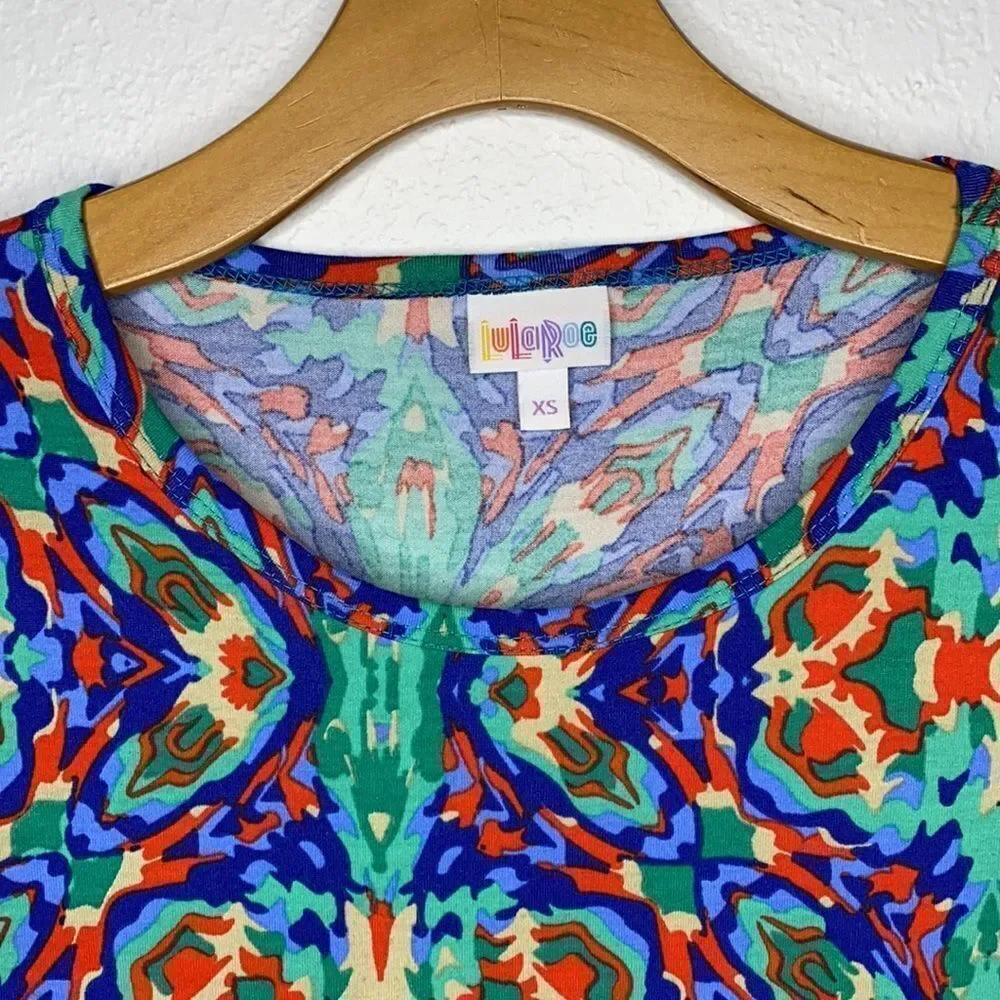 LulaRoe Midi Pencil Sheath Dress Multi Color Bold Geometric Print XS